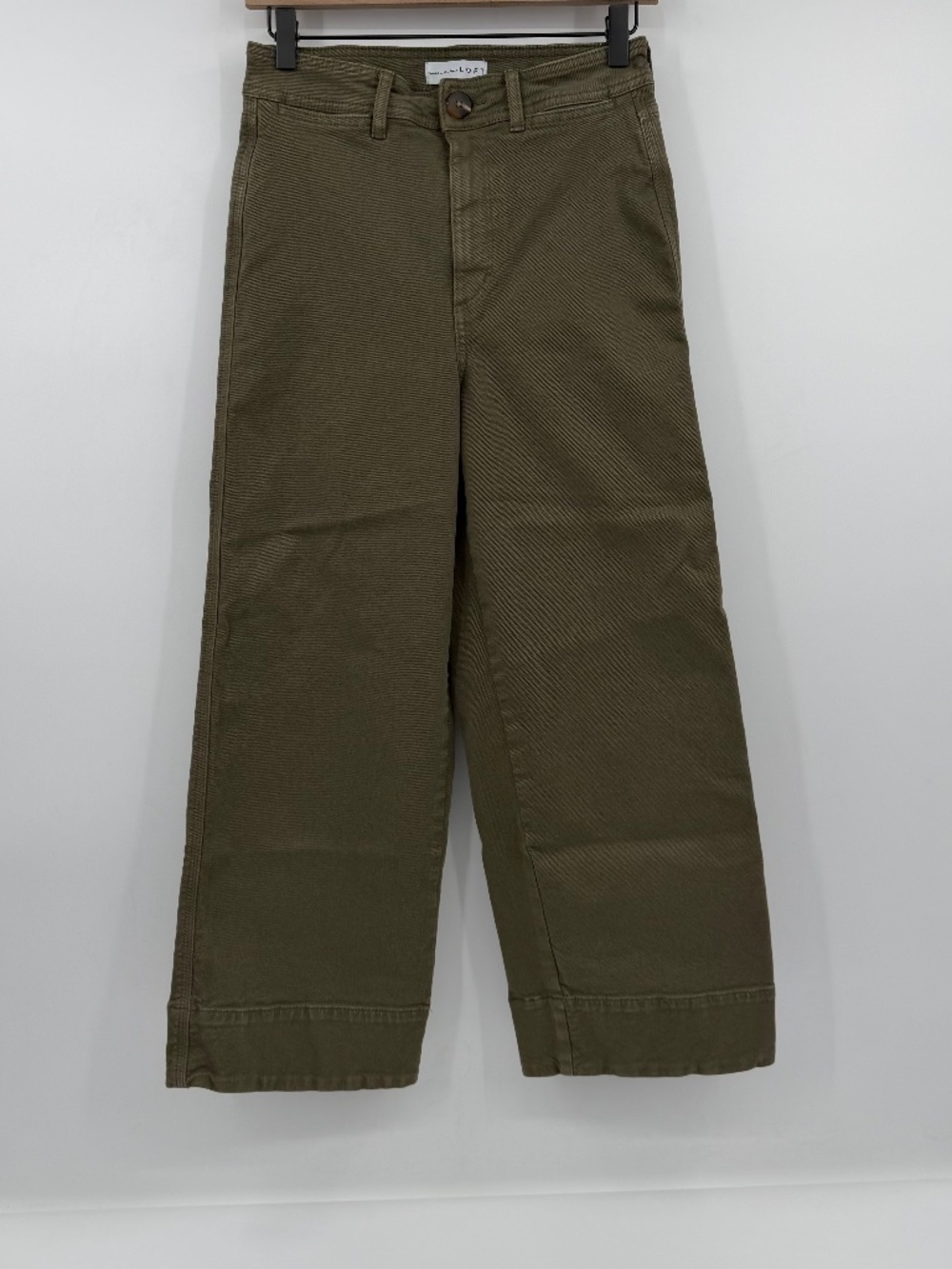 Loft Jeans Women 25 Green High Waist Wide Leg Made and Loved Stretch Denim Crop